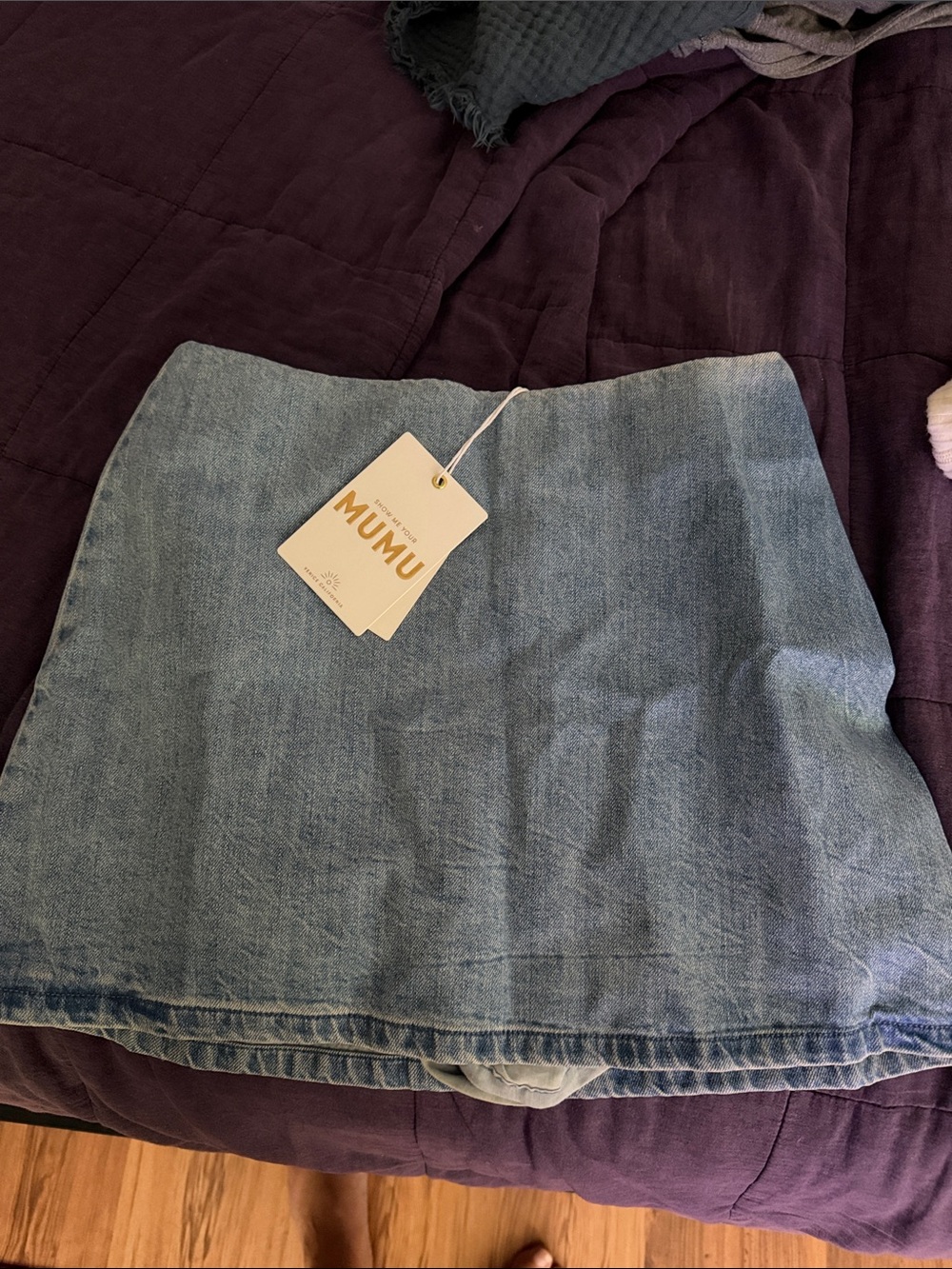 Show Me Your Mumu Light Blue Denim Mini Skirt